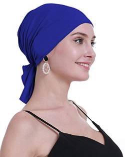 osvyo Bambus Chemo Kopftuch für Frauen mit Haarausfall - Krebspatienten Kopfbedeckung Turban in Versiegelter Verpackung Cobalt BLAU von osvyo