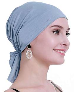 osvyo Bambus Chemo Kopftuch für Frauen mit Haarausfall - Krebspatienten Kopfbedeckung Turban in Versiegelter Verpackung Heller Himmel BLAU von osvyo