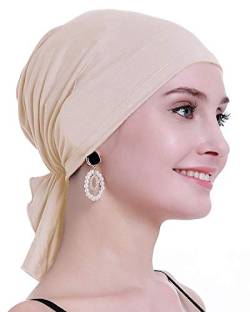 osvyo Bambus Chemo Kopftuch für Frauen mit Haarausfall - Krebspatienten Kopfbedeckung Turban in Versiegelter Verpackung LICHT Sand Dollar von osvyo