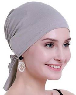 osvyo Bambus Chemo Kopftuch für Frauen mit Haarausfall - Krebspatienten Kopfbedeckung Turban in Versiegelter Verpackung LICHTGRAU von osvyo