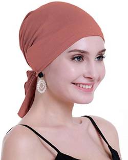 osvyo Bambus Chemo Kopftuch für Frauen mit Haarausfall - Krebspatienten Kopfbedeckung Turban in Versiegelter Verpackung ROST ROT von osvyo