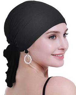 osvyo Bambus Chemo Kopftuch für Frauen mit Haarausfall - Krebspatienten Kopfbedeckung Turban in Versiegelter Verpackung SCHWARZ von osvyo