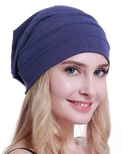 osvyo Baumwolle Chemo Hüte Soft Caps Krebs Kopfbedeckungen für Frauen Haarausfall versiegelt Verpackung Denim BLAU von osvyo