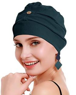 osvyo Baumwolle Chemo Kopfbedeckung für Damen Krebs Haarausfall Hut - Baumwolle Leichte Kopfbedeckung Versiegelte Verpackung DUNKEL GRÜN von osvyo