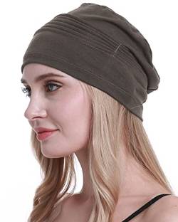 osvyo Baumwolle Chemo Kopfbedeckungen Hüte weiche Mützen für Frauen Haarausfall Krebs Beanies Turban Versiegelte Verpackung DUNKEL GRAU von osvyo