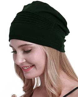 osvyo Baumwolle Chemo Kopfbedeckungen Hüte weiche Mützen für Frauen Haarausfall Krebs Beanies Turban Versiegelte Verpackung DUNKEL GRÜN von osvyo