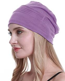 osvyo Baumwolle Chemo Kopfbedeckungen Hüte weiche Mützen für Frauen Haarausfall Krebs Beanies Turban Versiegelte Verpackung Helles Lila von osvyo