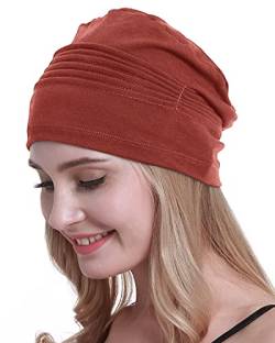osvyo Baumwolle Chemo Kopfbedeckungen Hüte weiche Mützen für Frauen Haarausfall Krebs Beanies Turban Versiegelte Verpackung KORALL ROT von osvyo