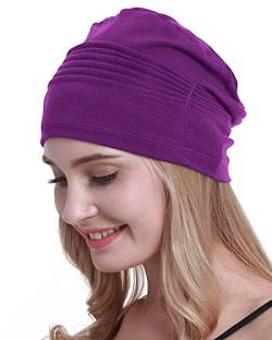 osvyo Baumwolle Chemo Kopfbedeckungen Hüte weiche Mützen für Frauen Haarausfall Krebs Beanies Turban Versiegelte Verpackung LILA von osvyo