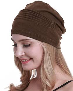 osvyo Baumwolle Chemo Kopfbedeckungen Hüte weiche Mützen für Frauen Haarausfall Krebs Beanies Turban Versiegelte Verpackung Leichter Kaffee von osvyo