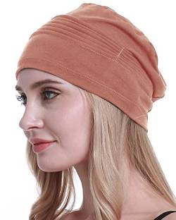 osvyo Baumwolle Chemo Kopfbedeckungen Hüte weiche Mützen für Frauen Haarausfall Krebs Beanies Turban Versiegelte Verpackung Mandel ROSA von osvyo