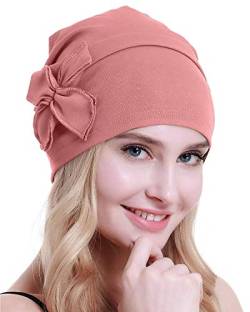 osvyo Baumwolle Chemo-Turbane Kopfbedeckung Beanie Mütze Kappe für Frauen Krebs Patienten Haarausfall HEISSES PINK von osvyo