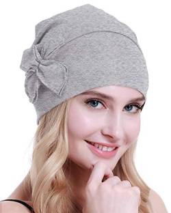 osvyo Baumwolle Chemo-Turbane Kopfbedeckung Beanie Mütze Kappe für Frauen Krebs Patienten Haarausfall HELLGRAU von osvyo