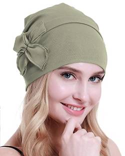 osvyo Baumwolle Chemo-Turbane Kopfbedeckung Beanie Mütze Kappe für Frauen Krebs Patienten Haarausfall HELLOLIVE DRAB von osvyo