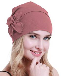osvyo Baumwolle Chemo-Turbane Kopfbedeckung Beanie Mütze Kappe für Frauen Krebs Patienten Haarausfall SANDBRAUN von osvyo