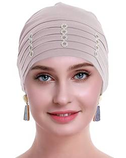 osvyo Chemo Kopfbedeckung Bambus für Damen, Chemo Kopftuch Turban für Frauen mit Blumenmotiv-Kopfbedeckung Mütze Kappen BLASS Mauve von osvyo