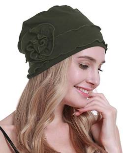 osvyo Chemo Kopfbedeckung für Damen,Turban Mütze für Frauen, Krebs Beanie Haarausfall versiegelte Verpackung ARMEEGRÜN von osvyo