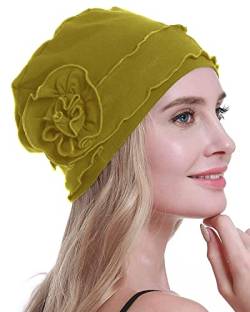 osvyo Chemo Kopfbedeckung für Damen,Turban Mütze für Frauen, Krebs Beanie Haarausfall versiegelte Verpackung SENFGELB von osvyo