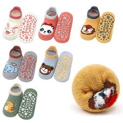 outfit spring Anti Rutsch Socken Baby, Rutschfeste ABS Socken Kinder, Neugeborene Baumwolle Stoppersocken Antirutschsocken Krabbelsocken zur Geburt Mädchen Jungen Geschenk 0-12 Monate Dicke K 6Paar von outfit spring