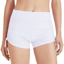 outfit spring Damen Badeshorts Badehose Kurze Schnell Trocknend Boardshorts Hohe Taille Gummibund Schwimmshorts Schwimmhose Bikinihose mit Taschen für Sommer Strand Wassersport L Zeichenfolge Weiß von outfit spring