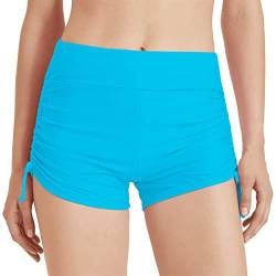 outfit spring Damen Badeshorts Badehose Kurze Schnell Trocknend Boardshorts Hohe Taille Gummibund Schwimmshorts Schwimmhose Bikinihose mit Taschen für Sommer Strand Wassersport XL Zeichenfolge Blau von outfit spring