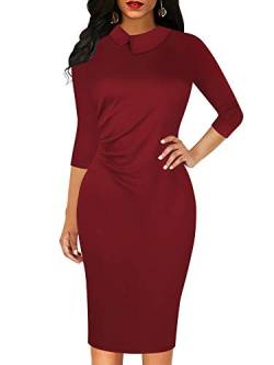 oxiuly Damen Retro Bodycon Knielang Formelle Bürokleider Bleistiftkleid OX276 - Rot - XX-Large von oxiuly