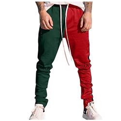 Herren-Jogginghose mit Reißverschluss, schmale Passform, Baumwollnähte, Gummi-Taille, Herren-Reißverschluss, mit Taschen für Fitnessstudio, grün, 34-37 von oytto