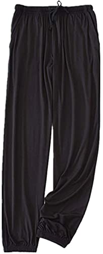 oytto Herren Schlafanzughose aus Baumwolle mit Taschen, Loungewear Nachtwäsche Hose, Schwarz , 4X-large von oytto