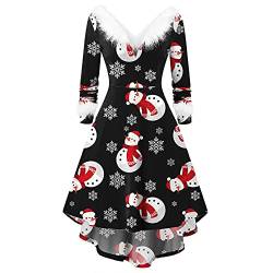 pageantry Weihnachtskleid Weihnachten Party Kleider Damen Weihnachtsmann Kostüm Samt Kleid Miss Santa Claus Kostüm Langarm Weihnachtskleider Weihnachtsfrau Midi Kleid TunikaSchwarz-9, XXL von pageantry