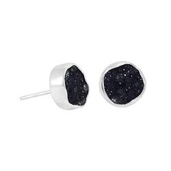 Ohrstecker "Druzy" schwarz- fair trade Ohrringe, Handarbeit aus Mexiko, 925 Sterling Silber von pakilia