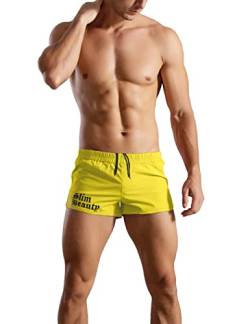 Alivebody Herren Bodybuilding Trainieren Kurze Hose Fitness Baumwolle Men Sporthosen Shorts 3" Gelb L von palglg