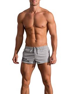 Alivebody Herren Bodybuilding Trainieren Kurze Hose Fitness Baumwolle Men Sporthosen Shorts 3" Grau L von palglg