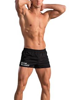 Alivebody Herren Bodybuilding Trainieren Kurze Hose Fitness Baumwolle Men Sporthosen Shorts 3" Schwarz 2XL von palglg