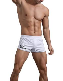 Alivebody Herren Bodybuilding Trainieren Kurze Hose Fitness Baumwolle Men Sporthosen Shorts 3" Wei? 2XL von palglg