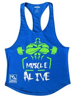 palglg Herren Bodybuilding Tank Top Fitness 2cm Strap Stringer Sportshirt Blau M von palglg