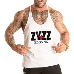 palglg Herren Bodybuilding Tank Top Fitness Trainieren Sport Weste Gym Sleeveless Muskelshirt ZYZZ00 Weiß L von palglg