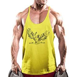 palglg Herren Bodybuilding Tank Top Fitness Trainieren Sport Weste Gym Sleeveless Muskelshirt ZYZZ01 Gelb S von palglg
