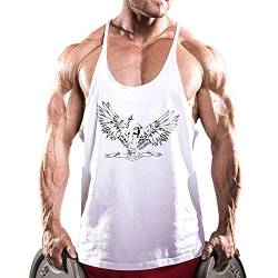 palglg Herren Bodybuilding Tank Top Fitness Trainieren Sport Weste Gym Sleeveless Muskelshirt ZYZZ01 Weiß S von palglg