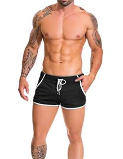 palglg Herren Laufshorts Mesh Workout Bodybuilding Quick Dry - Schwarz - Groß von palglg