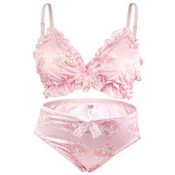 paloli Cute Lingerie Set für Frauen Erdbeere Bikini Wireless BH und Höschen 100% Baumwolle (pink) von paloli