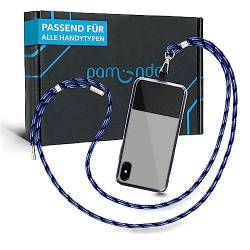 pamindo® Handykette Universal robust & sicher/Verstellbares Handyband zum Umhängen/Smartphone Band mit Einlegeplättchen/Handy Umhängeband - Blau-Mix von pamindo