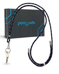 pamindo® Schlüsselband zum Umhängen mit Schlüsselring & Karabiner/Verstellbares Schlüsselanhänger Band/Umhängeband für Schlüssel, Ausweise oder Namensschilder/Schlüsselkette Blau-Rot von pamindo