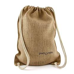 pamindo Turnbeutel aus Jute groß unbedruckt & bedruckt als Rucksack - Jutebeutel als Gym Bag mit Innentasche für Damen, Herren und Kinder - Größe 33 x 44 cm (Logo außen) von pamindo