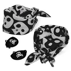 papapanda Piraten Bandana + Augenklappe 4-TLG.Set Totenkopf Kopftuch Kinder Karibik Kapitän Halstuch Skull Nickituch von papapanda