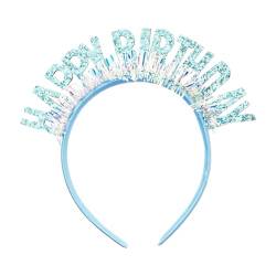perfk Alles Gute zum Geburtstag-Stirnband, Geburtstags-Tiara, Geburtstagskrone für Partygeschenke, Größe passt für alle, Blau von perfk