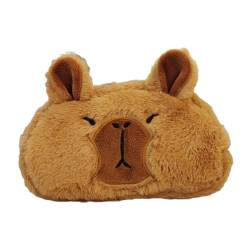 perfk Federmäppchen aus Plüsch mit Capybara-Motiv, Bleistifttasche, Stiftehalter, süße Kosmetiktasche, Stiftetasche, Stofftiertasche für Kinder, Jungen und, Stil b von perfk