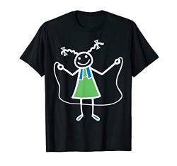 Lustiges Seilspringen Strichmännchen Mädchen Kinder Geschenk T-Shirt von peter2art Lustige Kinder Party Kollektion