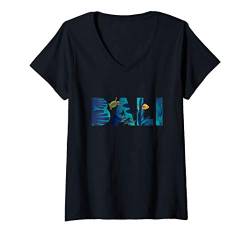 Damen Bali Indonesien Insel Unterwasser Korallen Paradies Geschenk T-Shirt mit V-Ausschnitt von peter2art Urlaub Ferien Andenken Reise Souvenir