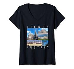 Damen Wien Österreich Souvenir Vienna berühmte Sehenswürdigkeiten T-Shirt mit V-Ausschnitt von peter2art Urlaub Ferien Andenken Reise Souvenir