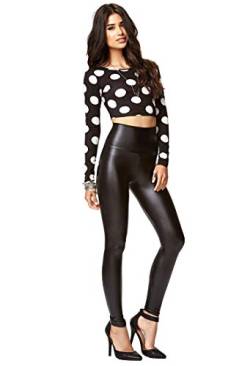 piannao Damen Kunstleder Leggings High Waist Leggings Hose Strumpfhosen Treggins Leggins Kunstleder Leggings Leder Look hüfthoch, Schwarz, S von piannao